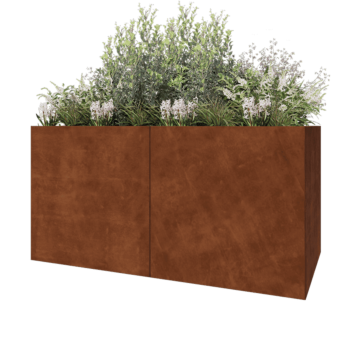 Jardinière XXL en acier Corten - Rectangle - 200 x 100 x 100 cm - Avec plaque de fond