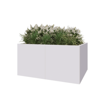 Jardinière XXL en acier - Rectangle - 160 x 120 x 80 cm - RAL9010 mat (blanc) - Avec plaque de fond