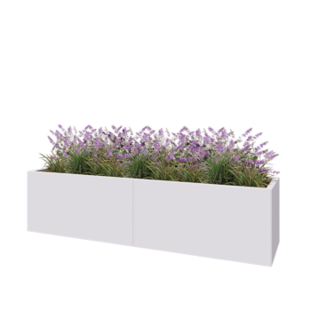 Jardinière XXL en acier - Rectangle - 200 x 50 x 50 cm - RAL9010 mat (blanc) - Sanc plaque de fond