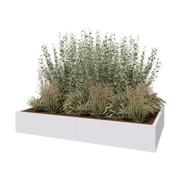 Jardinière XXL en acier - Rectangle - 200 x 120 x 30 cm - RAL9010 mat (blanc) - Sanc plaque de fond