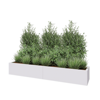 Jardinière XXL en acier - Rectangle - 200 x 40 x 30 cm - RAL9010 mat (blanc) - Avec plaque de fond