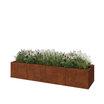 Jardinière XXL en acier Corten - Rectangle - 320 x 80 x 60 cm - Sanc plaque de fond