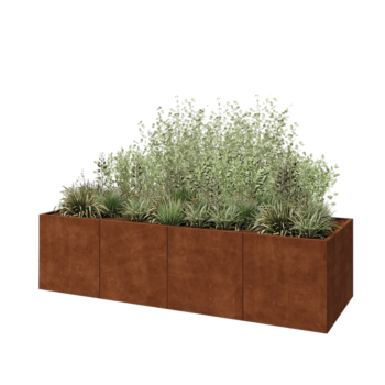 Jardinière XXL en acier Corten - Rectangle - 320 x 100 x 80 cm - Sanc plaque de fond