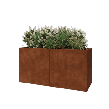 Jardinière XXL en acier Corten - Rectangle - 160 x 60 x 80 cm - Avec plaque de fond