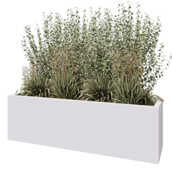 Jardinière en polyester - Rectangle - 200 x 50 x 60 cm - RAL9010 mat (blanc) - Avec fond
