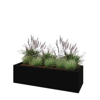 Jardinière en polyester - Rectangle - 150 x 50 x 40 cm - RAL9005 mat (noir) - Avec fond