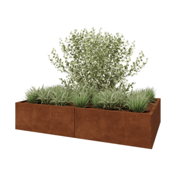 Jardinière XXL en acier Corten - Rectangle - 200 x 120 x 40 cm - Sanc plaque de fond
