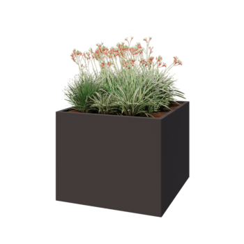 Jardinière en acier - Carré - 100 x 100 x 80 cm - RAL7016 mat (gris anthracite) - Avec plaque de fond