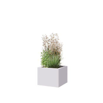 Jardinière en acier - Carré - 40 x 40 x 30 cm - RAL9010 mat (blanc) - Avec plaque de fond