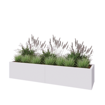 Jardinière XXL en acier - Rectangle - 200 x 50 x 40 cm - RAL9010 mat (blanc) - Sanc plaque de fond