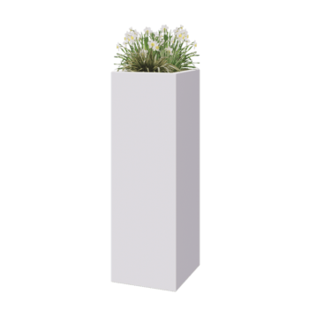 Jardinière en polyester - Carré - 40 x 40 x 120 cm - RAL9010 mat (blanc) - Avec fond
