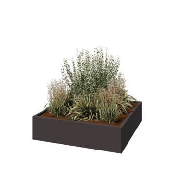 Jardinière en acier - Carré - 120 x 120 x 30 cm - Autre couleur RAL - Avec plaque de fond