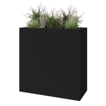 Jardinière en polyester - Rectangle - 100 x 40 x 100 cm - RAL7021 mat (gris noir) - Avec fond