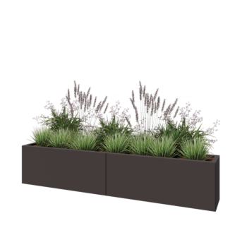 Jardinière XXL en acier - Rectangle - 200 x 30 x 40 cm - RAL7016 mat (gris anthracite) - Sanc plaque de fond