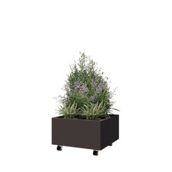 Jardinière en acier - Carré - 60 x 60 x 30 cm - Autre couleur RAL - Avec plaque de fond - Avec roulettes