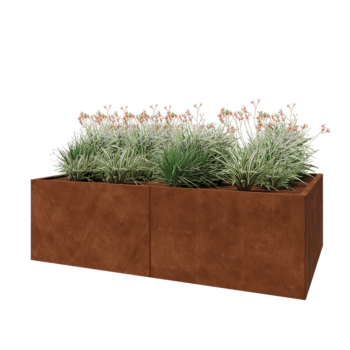 Jardinière XXL en acier Corten - Rectangle - 200 x 120 x 60 cm - Avec plaque de fond