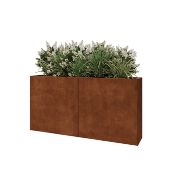 Jardinière XXL en acier Corten - Rectangle - 160 x 30 x 80 cm - Avec plaque de fond