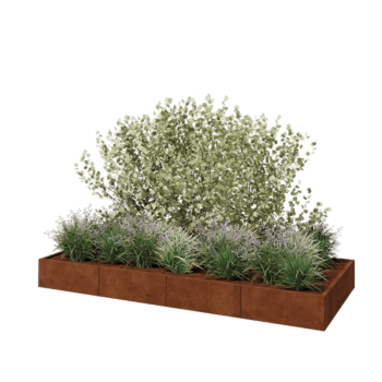 Jardinière XXL en acier Corten - Rectangle - 320 x 120 x 30 cm - Sanc plaque de fond