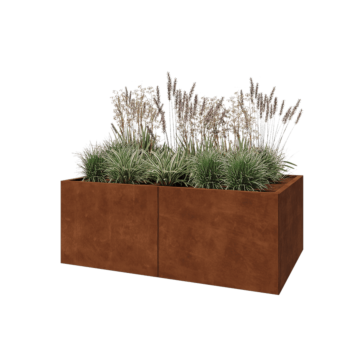 Jardinière XXL en acier Corten - Rectangle - 160 x 100 x 60 cm - Avec plaque de fond