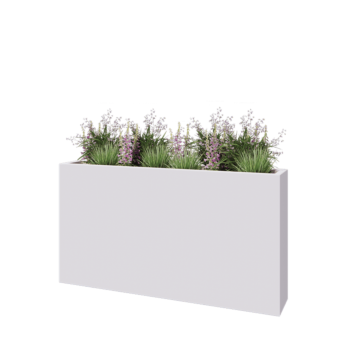 Jardinière en polyester - Rectangle - 150 x 25 x 80 cm - RAL9010 mat (blanc) - Avec fond