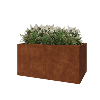 Jardinière XXL en acier Corten - Rectangle - 160 x 100 x 80 cm - Sanc plaque de fond