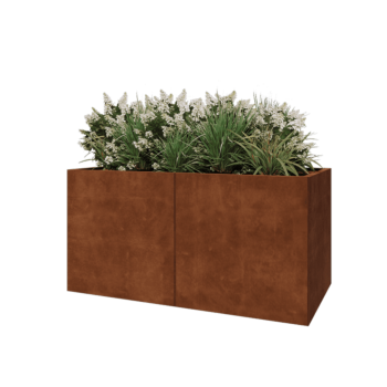 Jardinière XXL en acier Corten - Rectangle - 160 x 80 x 80 cm - Sanc plaque de fond