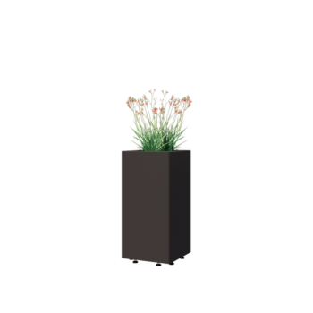 Jardinière en acier - Carré - 30 x 30 x 60 cm - RAL7016 mat (gris anthracite) - Avec plaque de fond - Avec pieds