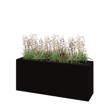 Jardinière en polyester - Rectangle - 120 x 30 x 50 cm - RAL9005 mat (noir) - Avec fond