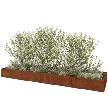 Jardinière XXL en acier Corten - Rectangle - 480 x 120 x 40 cm - Avec plaque de fond