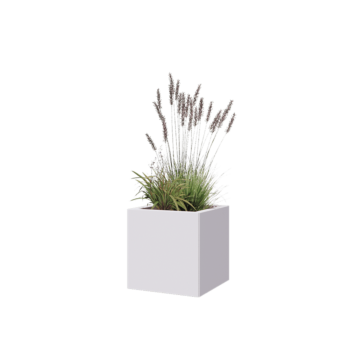 Jardinière en acier - Carré - 40 x 40 x 40 cm - RAL9010 mat (blanc) - Avec plaque de fond