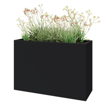Jardinière en polyester - Rectangle - 120 x 40 x 80 cm - RAL7021 mat (gris noir) - Avec fond
