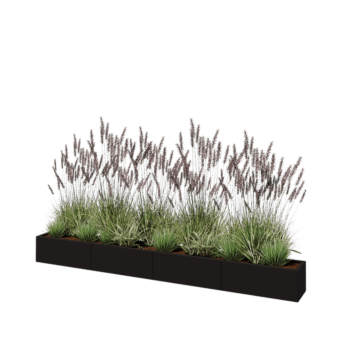 Jardinière XXL en acier - Rectangle - 320 x 30 x 30 cm - RAL9005 mat (noir) - Sanc plaque de fond