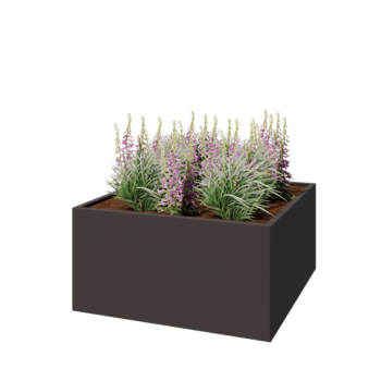 Jardinière en acier - Carré - 120 x 120 x 60 cm - Autre couleur RAL - Avec plaque de fond