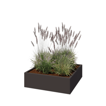 Jardinière en acier - Carré - 100 x 100 x 30 cm - Autre couleur RAL - Avec plaque de fond