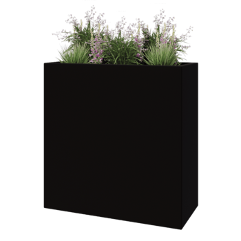 Jardinière en polyester - Rectangle - 100 x 40 x 100 cm - RAL9005 mat (noir) - Avec fond