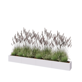 Jardinière XXL en acier - Rectangle - 320 x 30 x 30 cm - RAL9010 mat (blanc) - Avec plaque de fond