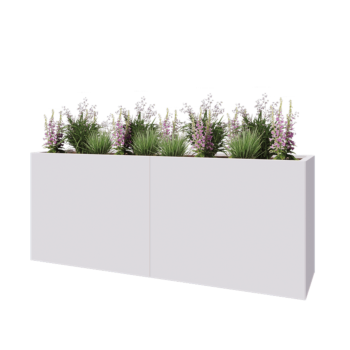 Jardinière XXL en acier - Rectangle - 200 x 50 x 80 cm - RAL9010 mat (blanc) - Sanc plaque de fond