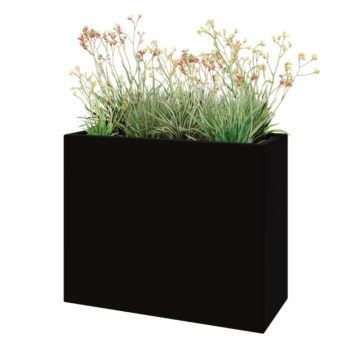 Jardinière en polyester - Rectangle - 100 x 40 x 80 cm - RAL9005 mat (noir) - Avec fond