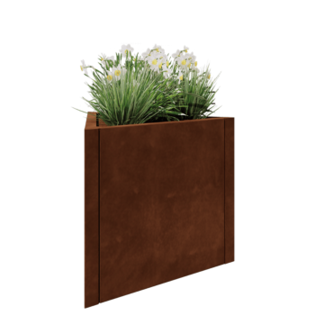 Jardinière en acier Corten - Triangle équilatéral - 70,6 x 61 x 60 cm - Sanc plaque de fond
