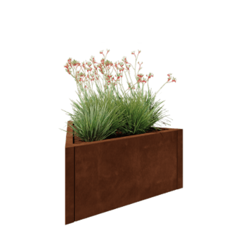 Jardinière en acier Corten - Triangle équilatéral - 90,6 x 78,3 x 40 cm - Sanc plaque de fond