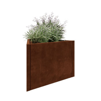 Jardinière en acier Corten - Triangle équilatéral - 90,6 x 78,3 x 60 cm - Sanc plaque de fond