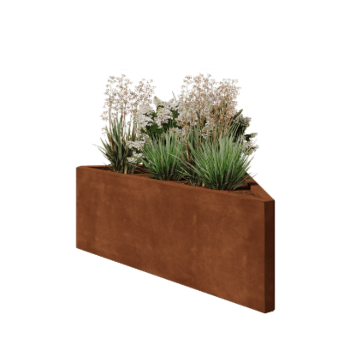 Jardinière en acier Corten - Triangle isocèle - 112,2 x 60,5 x 40 cm - Sanc plaque de fond