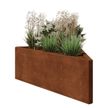 Jardinière en acier Corten - Triangle isocèle - 112,2 x 60,5 x 40 cm - Sanc plaque de fond