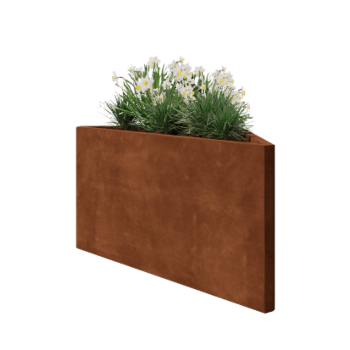 Jardinière en acier Corten - Triangle isocèle - 112,2 x 60,5 x 60 cm - Sanc plaque de fond
