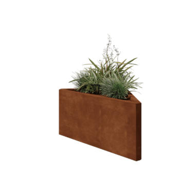 Jardinière en acier Corten - Triangle isocèle - 83,9 x 46,4 x 40 cm - Sanc plaque de fond