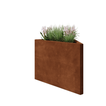 Jardinière en acier Corten - Triangle isocèle - 83,9 x 46,4 x 60 cm - Sanc plaque de fond