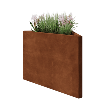Jardinière en acier Corten - Triangle isocèle - 83,9 x 46,4 x 60 cm - Sanc plaque de fond