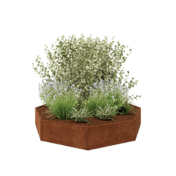 Jardinière en acier Corten - Octogone - 241,4 x 241,4 x 40 cm - Sanc plaque de fond