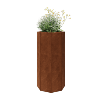 Jardinière en acier Corten - Octogone - 48,3 x 48,3 x 100 cm - Sanc plaque de fond