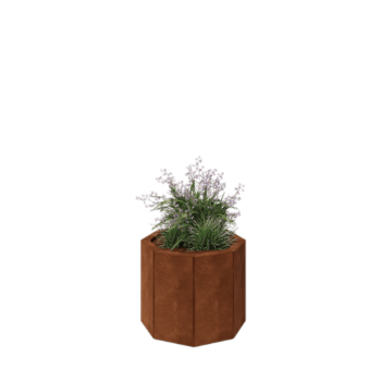 Jardinière en acier Corten - Octogone - 48,3 x 48,3 x 40 cm - Avec plaque de fond